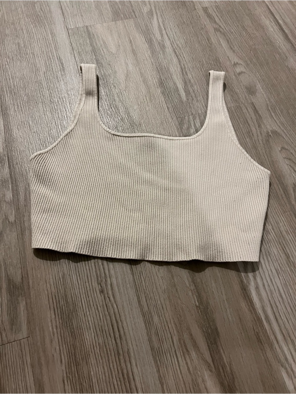 House of Harlow 1960 Ribbed Square-Neck Crop Top - Cream
